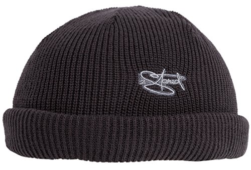 2Stoned Rollmütze Docker Beanie Dunkelgrau mit Stickmotiv Classic Logo in Einheitsgröße für Damen, Herren und Kinder von 2Stoned