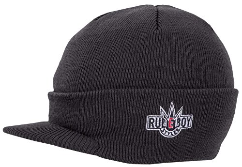 Rudeboy Stylee Wintermütze Jungen Visor Beanie Cap Deluxe, One-Size, Dark Grey Solid von 2Stoned