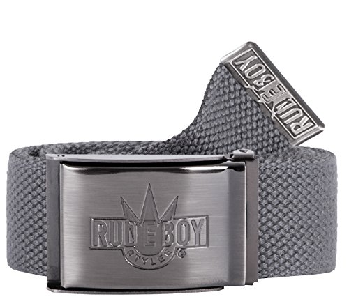 2Stoned Stoffgürtel Unisex Dark Grey 4 cm breit mit matter Schnalle Rudeboy 120 cm lang, Koppelgürtel für Damen und Herren von 2Stoned