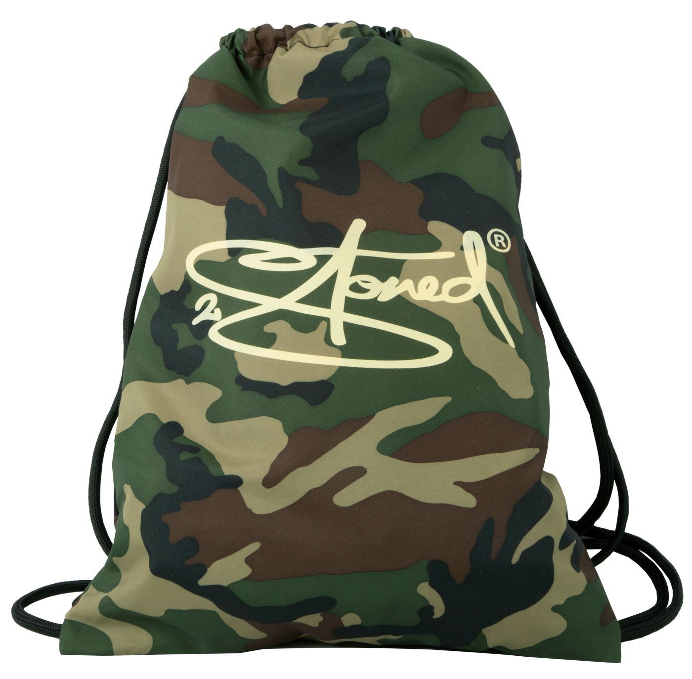 2Stoned Turnbeutel Sportbeutel Sportrucksack in Camouflage für Damen, Herren und Kinder, geräumiges Seitenfach mit Reißverschluss von 2Stoned