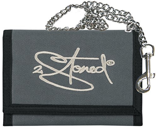 2Stoned Geldbörse Wallet Unisex Dunkelgrau mit Kette und Karabiner, Stick Classic Logo, aus Polyester von 2Stoned