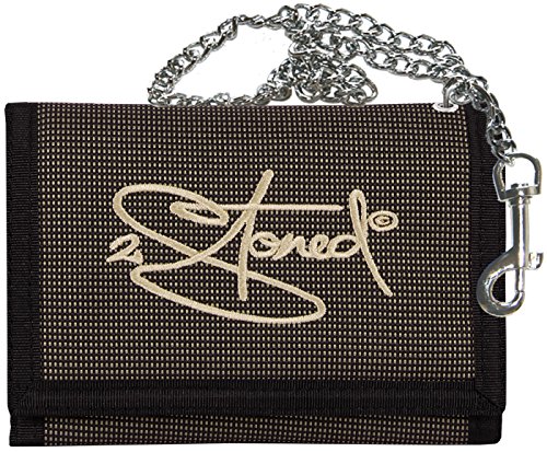 2Stoned Geldbörse Wallet Unisex Khaki/Schwarz-Melange mit Kette und Karabiner, Stick Classic Logo, aus Polyester von 2Stoned