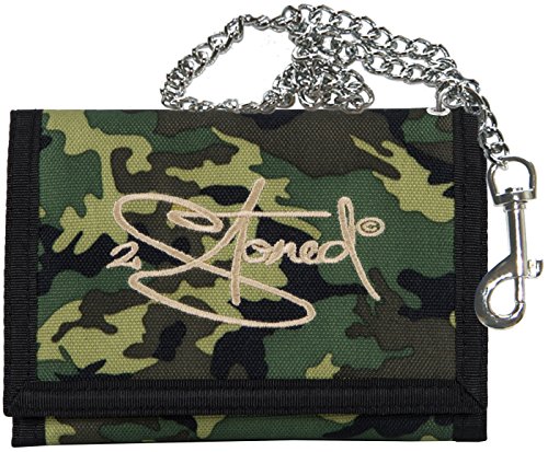 2Stoned Geldbörse Wallet Unisex Camouflage mit Kette und Karabiner, Stick Classic Logo, aus Polyester von 2Stoned