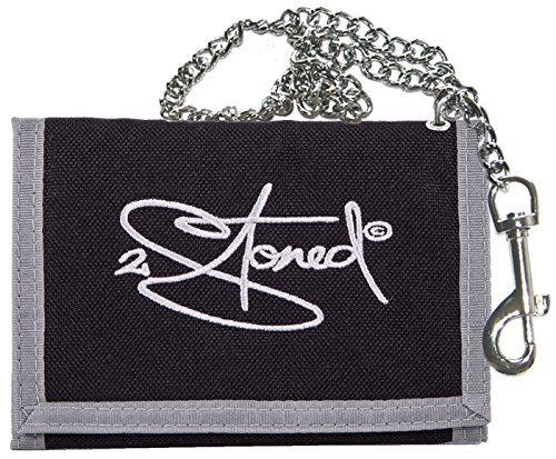 2Stoned Geldbörse Wallet Unisex Schwarz mit Kette und Karabiner, Stick Classic Logo, aus Polyester von 2Stoned