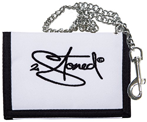 2Stoned Geldbörse Wallet Unisex Weiß mit Kette und Karabiner, Stick Classic Logo, aus Polyester von 2Stoned