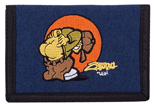 2Stoned Geldbörse Wallet Unisex Navy Blau mit Klettverschluss, Stickmotiv Kiss, aus Polyester von 2Stoned