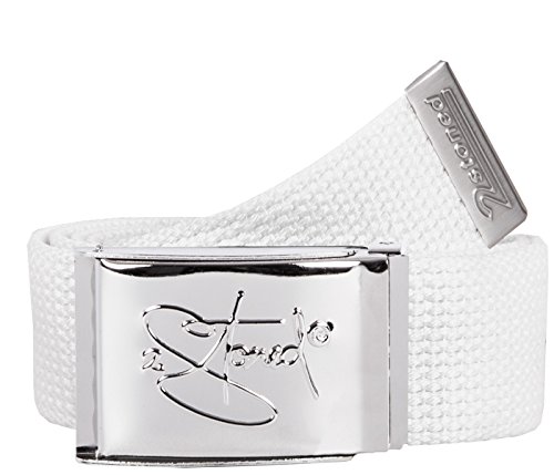 2Stoned Hosengürtel Stoffgürtel Weiß, Chromschnalle Classic, 4 cm breit für Damen und Herren von 2Stoned