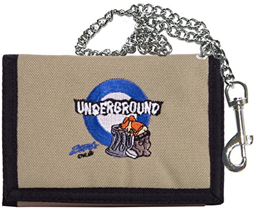 2Stoned Geldbörse Unisex in Beige mit Kette und Karabiner, Stickmotiv Underground, aus Polyester von 2Stoned