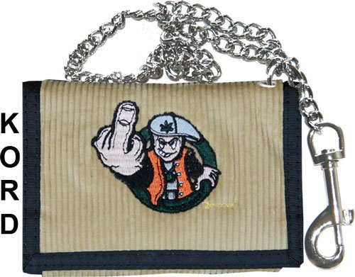 2Stoned Geldbörse Unisex in Kord Beige mit Kette und Karabiner, Stickmotiv for You, aus Polyester von 2Stoned