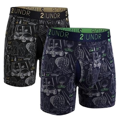 2UNDR Herren-Boxershorts, Swing-Shift, 15,2 cm, 2 Stück, Range Time Schwarz/Marineblau, XX-Large von 2UNDR