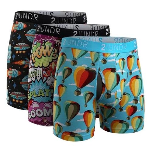 2UNDR Swing Shift Boxershorts, 3er-Pack, Galactica/Boom/Heißluft, Large von 2UNDR