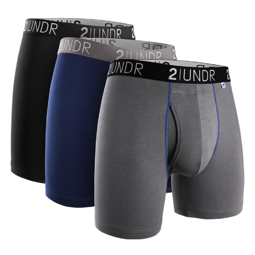 2UNDR Swing Shift Boxershorts, 3er-Pack, Schwarz/Grau/Marineblau, X-Large von 2UNDR
