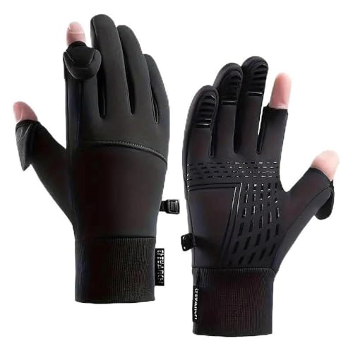 2XK-NOV 1 Paar Wind- und wasserabweisend warme Handschuhe (Handflächenbreite <12cm) für Damen mit Fingerschutz, Touchscreen-Handschuhe mit freiliegenden Fingern, geeignet zum Laufen, Radfahren, Angeln von 2XK-NOV