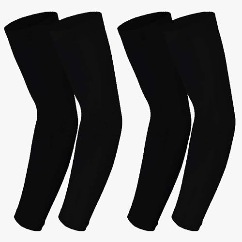 2XK-NOV 2 Paar Unisize Hochwertige Rutschfeste Kompressions Armstulpen für Männer und Frauen, UPF50+, Gaming Arm Sleeves, Volleyball Armschoner (Schwarz) von 2XK-NOV