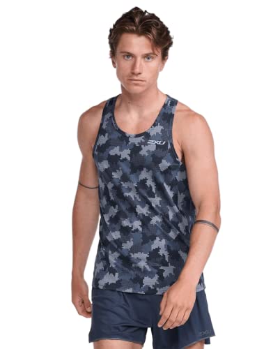 2XU Lauftank Light Speed Singlet Block Camo/Silver Reflective L (Man) von 2XU