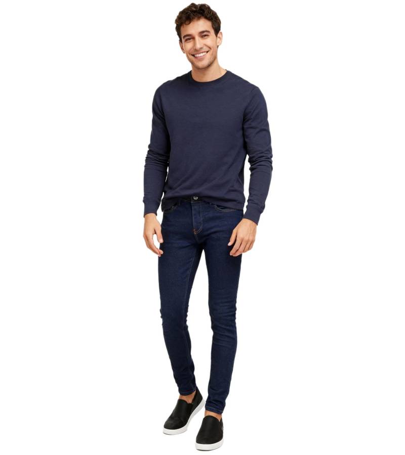 2Y Premium Herren Skinny-Fit Jeans im 5-Pocket-Style Denim-Hose Baumwoll-Hose Denim-Blau von 2Y Premium