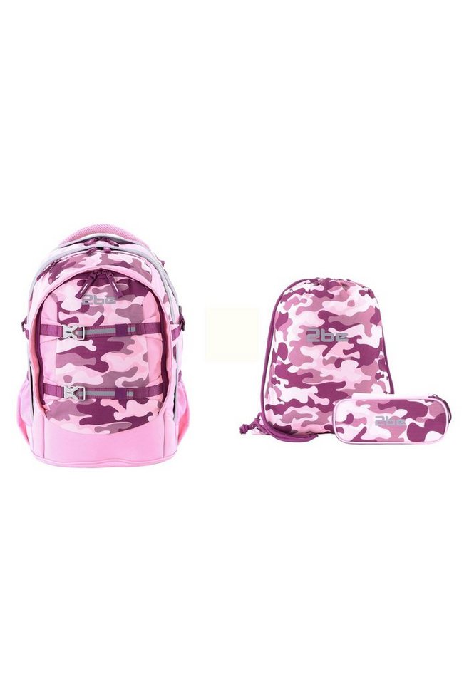 2be Schulrucksack Camoflage, im 3er Set mit Turnbeutel und Federmäppchen von 2be