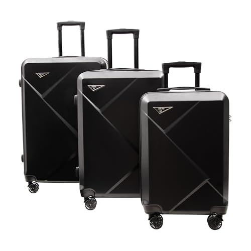 2iX Kofferset 3-teilig – Hartschalenkoffer mit 360° Rollen & TSA-Schloss – Handgepäck & Reisekoffer – Schwarz – Trolley Koffer für Damen & Herren von 2iX
