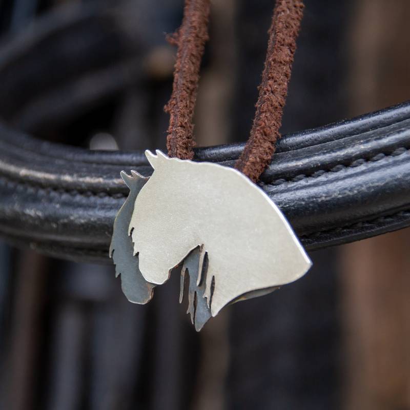 Anhänger Silber Pferdekopf Doppelt Mit Kette Geschenk Reiter Pferdeliebhaber von 2loveCheval