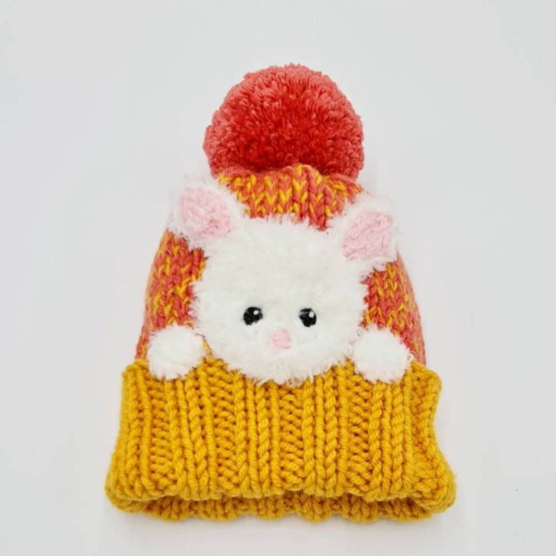 Häschen Hut, Kaninchen Stricken Kinder Pom Tier Niedliche Winter Outfit, Säugling Mode, Mädchen Outfit von 2mice