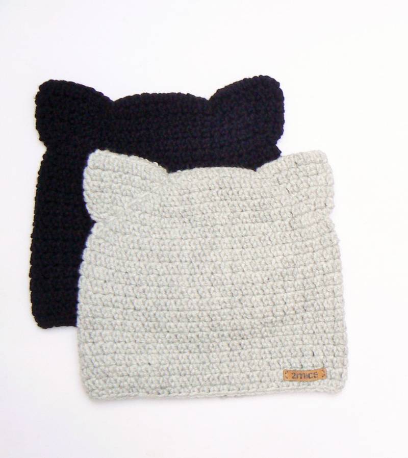 Katzenmütze, Wählen Sie Ihre Farbe, Katzenohrenmütze, Tiermütze, Rosa Gehäkelte Kitty Hut, Katzenohren, Frauenmütze, Süße Mütze von 2mice