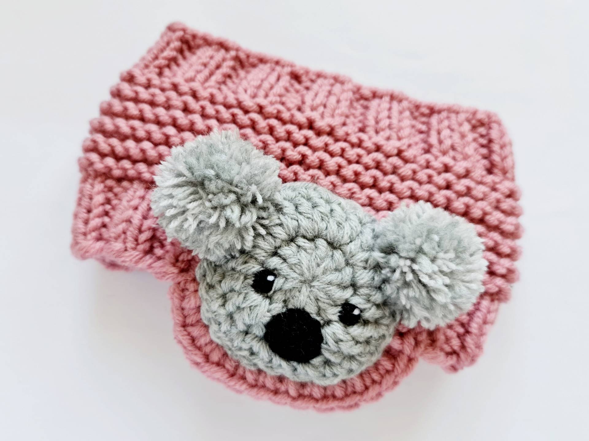 Koala Stirnband, Ohrenwärmer, Strick Mädchen Ohrenschützer, Kinder Outfit, Winter Accessoires, Rosa Stirnband von 2mice