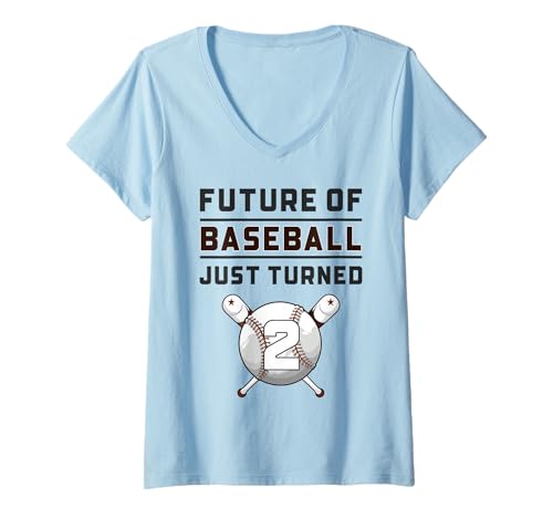Damen 2 Jahre Alter Baseball Geburtstag Junge Idee T-Shirt mit V-Ausschnitt Damen 2 Jahre Alter Baseball Geburtstag Junge Idee T-Shirt mit V-Ausschnitt von 2nd Birthday 2 Year Old Baseball Gifts