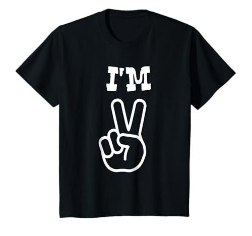 Kinder I'm This Many I'm Two Fingers Hand 2. Geburtstag T-Shirt von 2nd Birthday Fingers Two Years Old Boys Girls