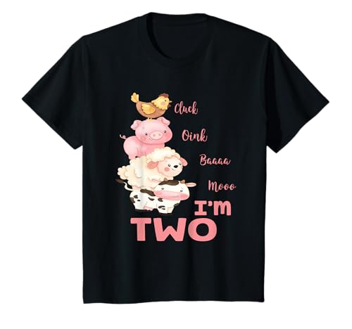 Kinder Oink Baa Neigh Cluck Moo I'm Two 2 Farmer Farm zum 2. Geburtstag T-Shirt von 2nd Birthday Outfit Farmer Present For Kids Farm
