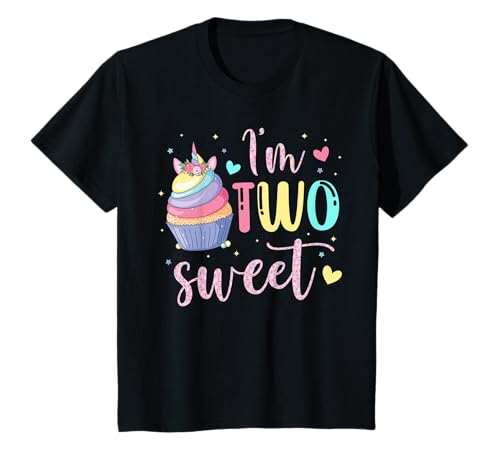 Two Sweet Birthday Outfit Mädchen 2 Jahre alt Cupcake Einhorn T-Shirt von 2nd Birthday Outfit Girl Little Cupcake Born 2021