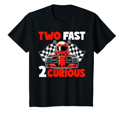 Kinder Two Fast 2 Curious Autorennen zum 2. Geburtstag T-Shirt Kinder Two Fast 2 Curious Autorennen zum 2. Geburtstag T-Shirt von 2nd Birthday Racing Car 2 Year Old Co Tee