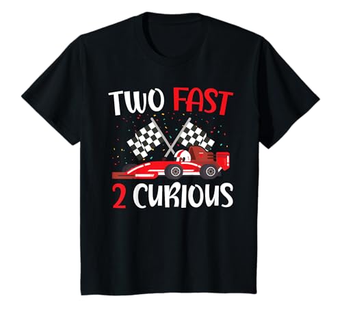 Kinder Two Fast 2 Curious Zweiter Geburtstag Zwei Jahre altes Autorennen T-Shirt Kinder Two Fast 2 Curious Zweiter Geburtstag Zwei Jahre altes Autorennen T-Shirt von 2nd Birthday Racing Car 2 Year Old