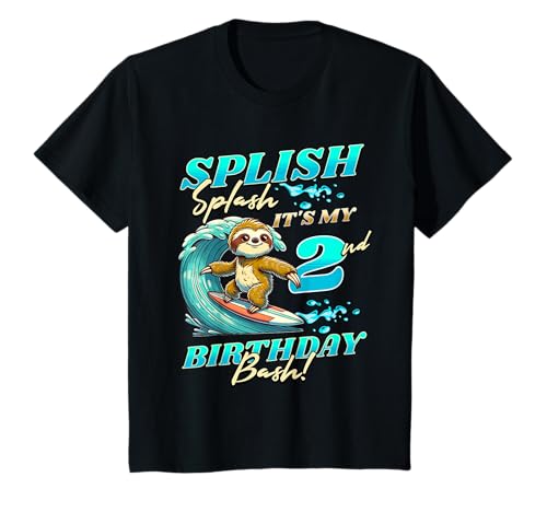Kinder Splish Splash 2. Geburtstag Bash Faultier Surfen 2 Jahre alt T-Shirt Kinder Splish Splash 2. Geburtstag Bash Faultier Surfen 2 Jahre alt T-Shirt von 2nd Birthday Surfer Sloth Themed Party