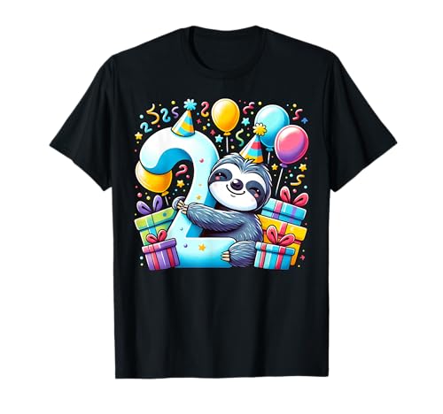 Jungen, Mädchen, Kinder Turnung 2 Geburtstag Faultier 2. Geburtstag T-Shirt von 2nd Girls, Boys Sloth 2 Birthday