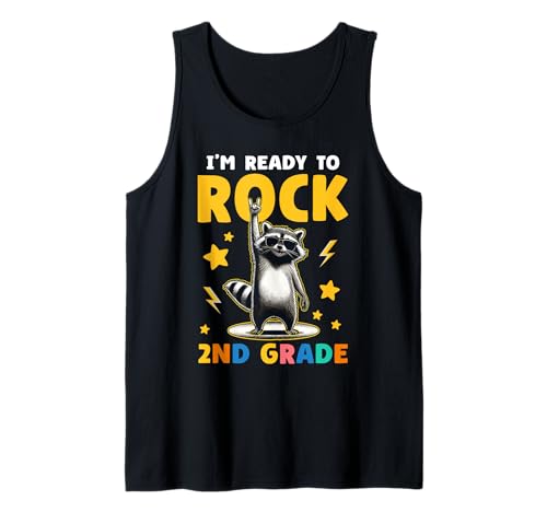 Waschbär Rock 2. Klasse Jungen Mädchen Kinder Lustig 2. Klasse Tank Top von 2nd Grade First Day Designs