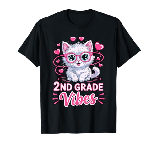 Niedliche 2. Klasse Vibes Katze Kätzchen Liebe zurück zu Schule Mädchen T-Shirt Niedliche 2. Klasse Vibes Katze Kätzchen Liebe zurück zu Schule Mädchen T-Shirt von 2nd Grade Vibes Cat Kitten Back To School Girls