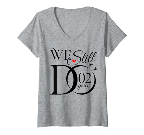 Damen We Still Do 2 Years Funny Couple 2nd Wedding Anniversary T-Shirt mit V-Ausschnitt Damen We Still Do 2 Years Funny Couple 2nd Wedding Anniversary T-Shirt mit V-Ausschnitt von 2nd Wedding Anniversary Gift Apparel