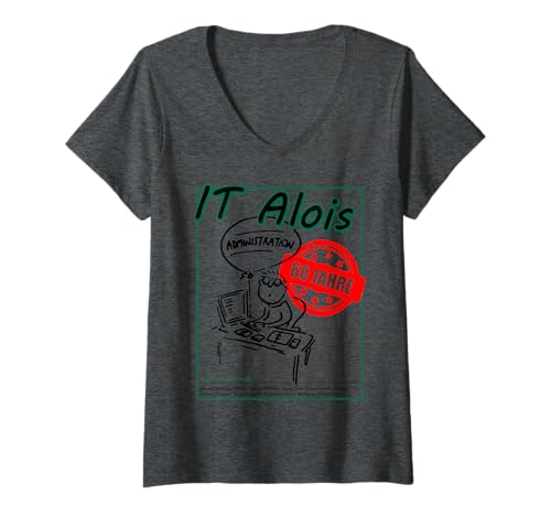 Damen 2reborn IT Alois 60 Jahre Lustige Karikatur Technik-Fans T-Shirt mit V-Ausschnitt Damen 2reborn IT Alois 60 Jahre Lustige Karikatur Technik-Fans T-Shirt mit V-Ausschnitt von 2reborn fashion