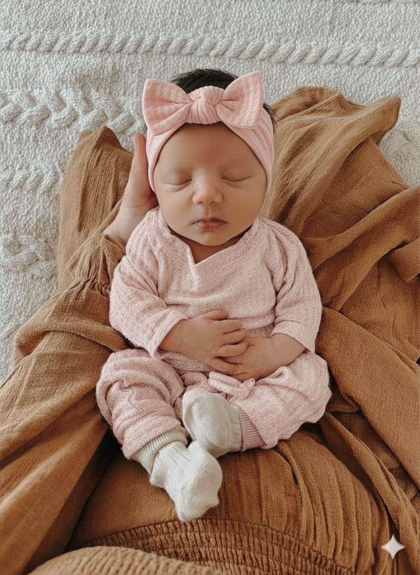 Rosa Waffel Baby Mädchen Neugeborenen Coming Home Outfit, 2 Teilige Winter Krankenhaus Säugling Frühchen Kleidung, Boho Set, 0-3 M, 3-6 M von 2sweetcheeks