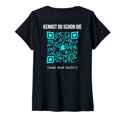 Damen Kollegen Geschenk Witzig QR Lustiger DREI Affen Scan Code T-Shirt mit V-Ausschnitt Damen Kollegen Geschenk Witzig QR Lustiger DREI Affen Scan Code T-Shirt mit V-Ausschnitt von 3 Affen Spruch Sarkastisch Sprüche RÜCKENDRUCK QR
