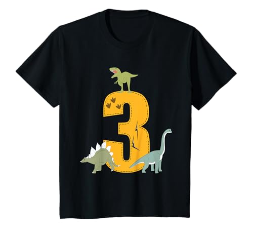 Kinder Dino Dinosaurier zum 3. Geburtstag Junge 3 Jahre alt T-Shirt von 3 Birthday Boy Dino Birthday 3 Year