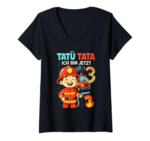 Damen Ich Bin Jetzt 3 T-Shirt mit V-Ausschnitt von 3 Jahre Alt 3. Geburtstag