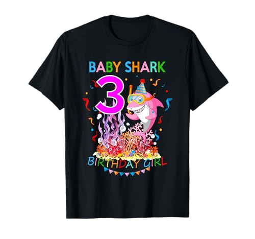 Baby 3-jähriges Hai-Geburtstags-Mädchen-Geschenk T-Shirt Baby 3-jähriges Hai-Geburtstags-Mädchen-Geschenk T-Shirt von 3 Jahre Baby Shark von SkyLineDesign