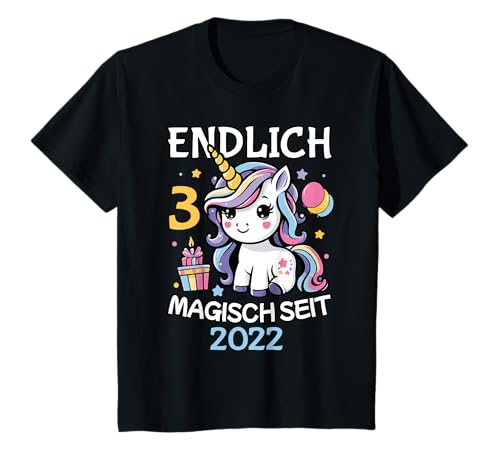 Endlich 3 Magisch Seit 2022 Lustig 3. Geburtstag Mädchen T-Shirt von 3 Jahre Geburtstag Einhorn Lustig Geschenk Deko