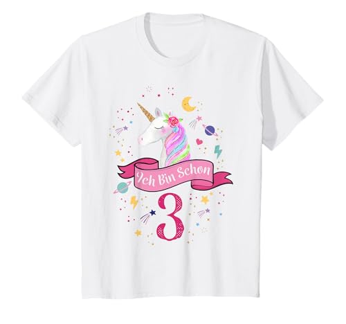 Kinder Geburtstagsshirt 3 Jahre Mädchen Einhorn Geburtstag T-Shirt von 3 Jahre Mädchen Geburtstag Geschenk Einhorn