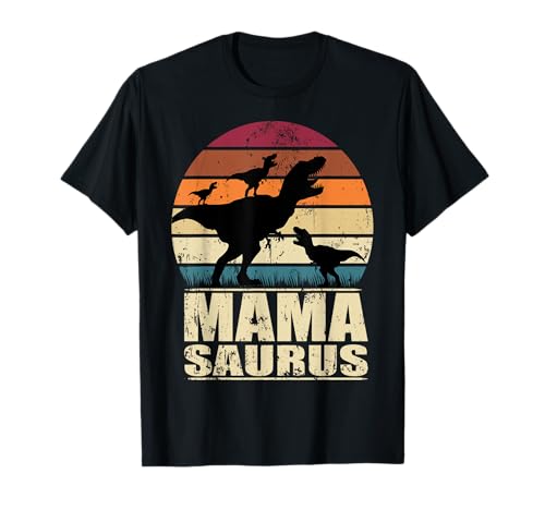Mamasaurus Rex Dinosaurier Mutter Dino Drillinge Mama Saurus T-Shirt von 3 Kinder Familien Drillingen & Muttertag Geschenke