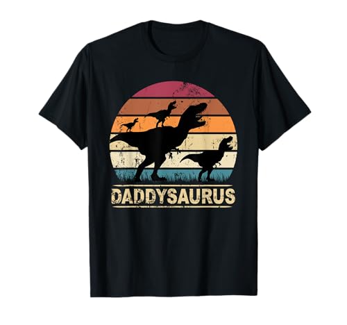 3 Kinder Familien Vatertag Geschenk Ideen Daddysaurus Papa von drei Kinder Dino Drillinge Daddy Saurus T-Shirt von 3 Kinder Familien Vatertag Geschenk Ideen