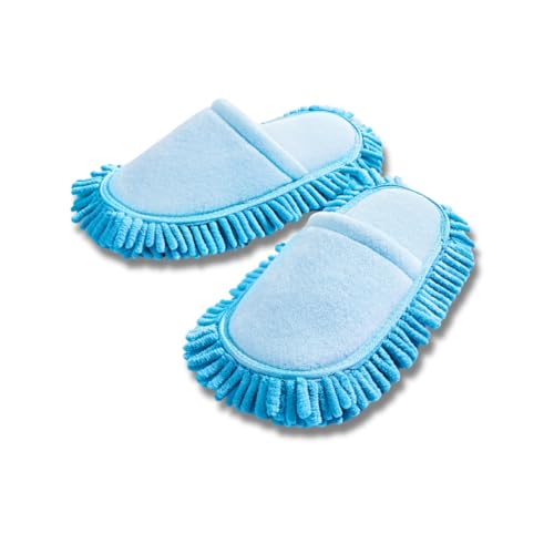 3 PAGEN® Putzpantoffeln blau, Putz-Hausschuhe 1 Paar, Unisex Putz Slipper, Bodenwischer, komfortabel & hygienisch, Hausschuhe zum Bodenputzen, ziehen Schmutz & Staub an, Einheitsgröße 36-40 von 3 PAGEN