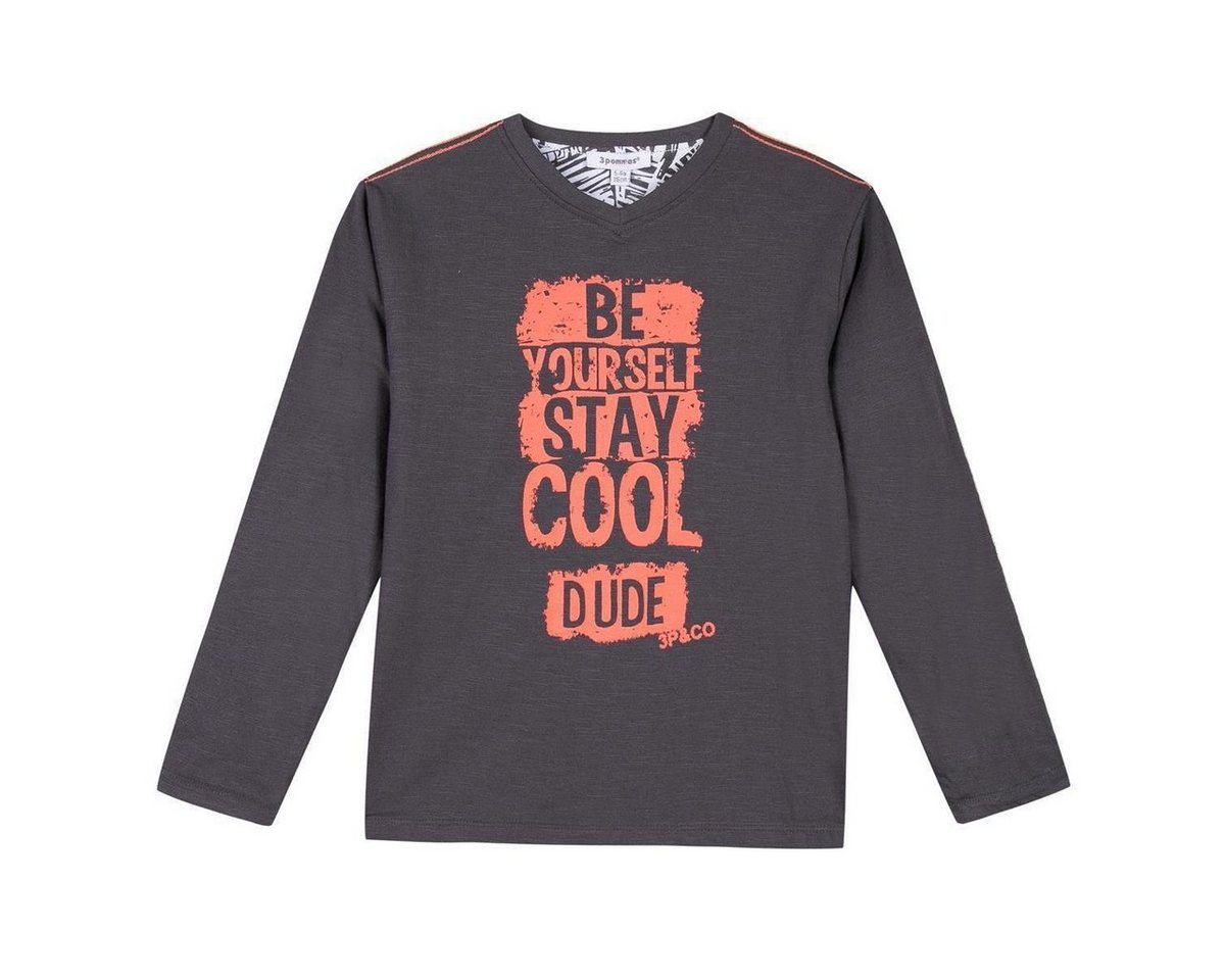 3 Pommes Sweatshirt Sweatshirt 3 POMMES Jungen Stay cool Wendefunktion anthrazit (1-tlg) von 3 Pommes