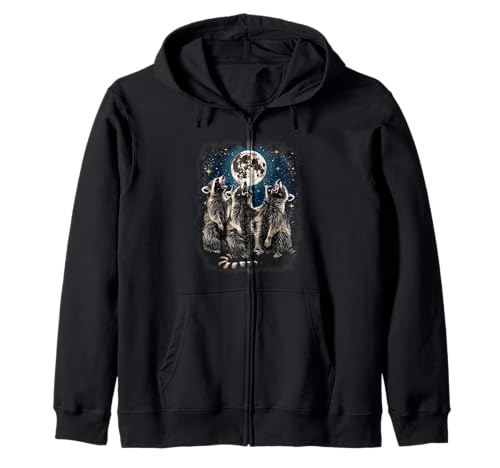 Racoon Moon Heulender Waschbärkopf für Männer Frauen Kinder Waschbär Kapuzenjacke von 3 Racoon Shirt Moon Howling Cute Racoon Shirts Fun